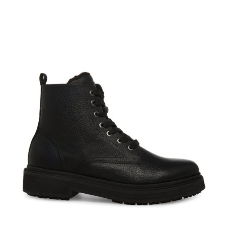 Black Steve Madden Denalii Leather Men's Ankle Boots | PH 1783QUV